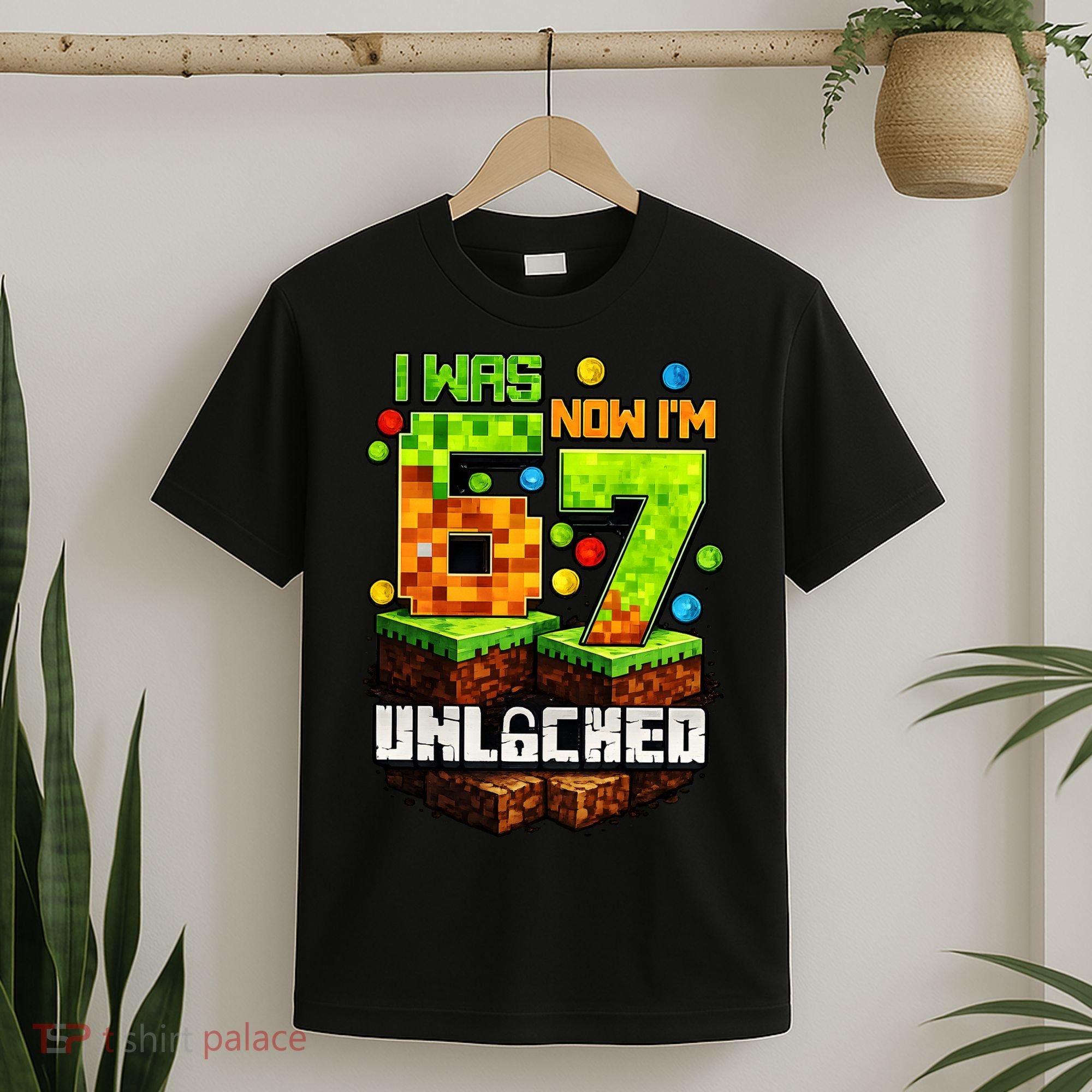I Was 6 Now I'm 7 Pixel Game Unlocked Gamer 7th Birthday  T-Shirt