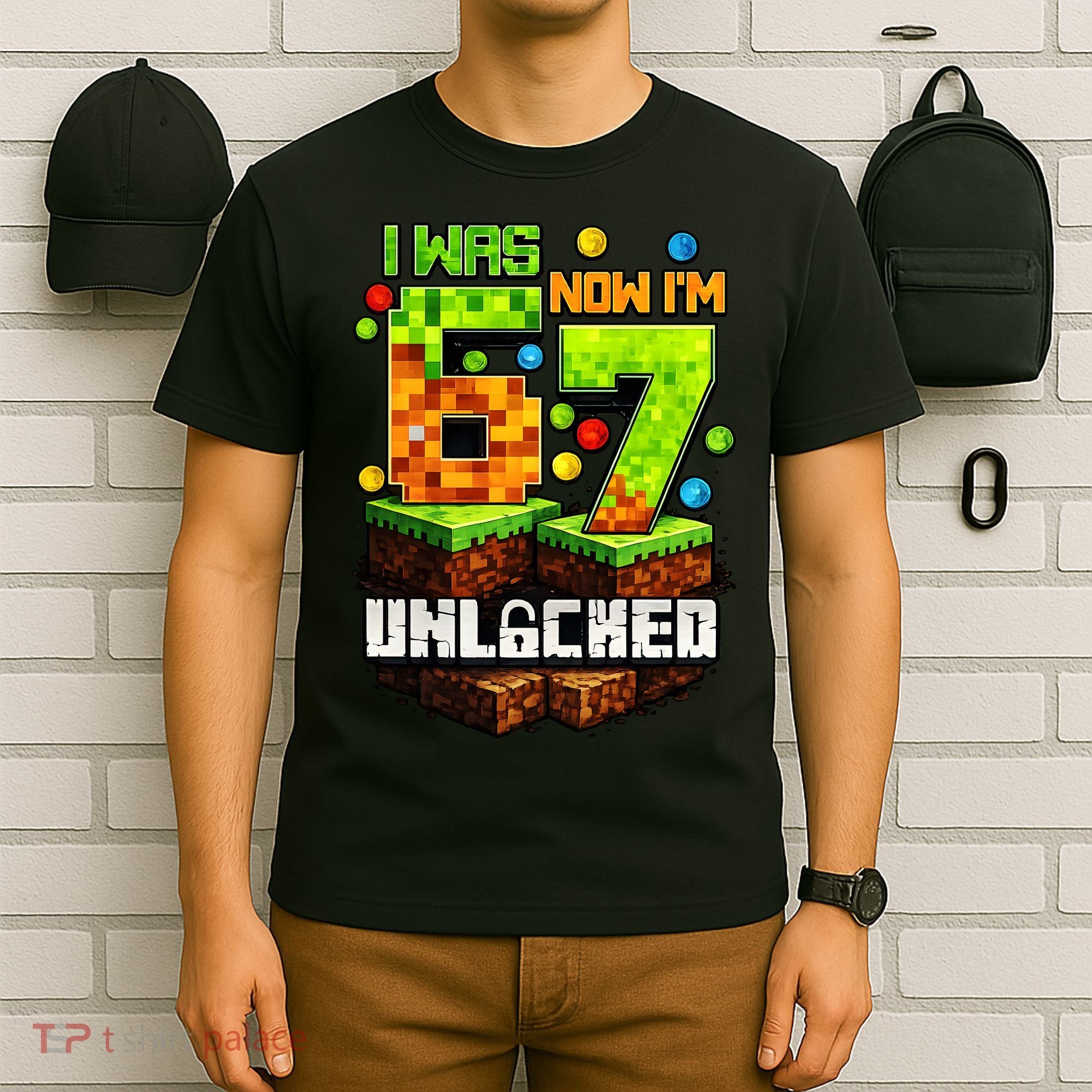 I Was 6 Now I'm 7 Pixel Game Unlocked Gamer 7th Birthday  T-Shirt