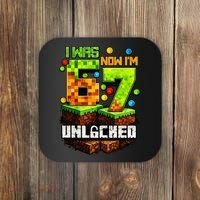 I Was 6 Now I'm 7 Pixel Game Unlocked Gamer 7th Birthday  Coaster thumb 0