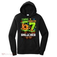 I Was 6 Now I'm 7 Pixel Game Unlocked Gamer 7th Birthday  Women's Hoodie thumb 0