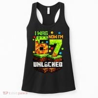 I Was 6 Now I'm 7 Pixel Game Unlocked Gamer 7th Birthday  Women's Tank Top thumb 0