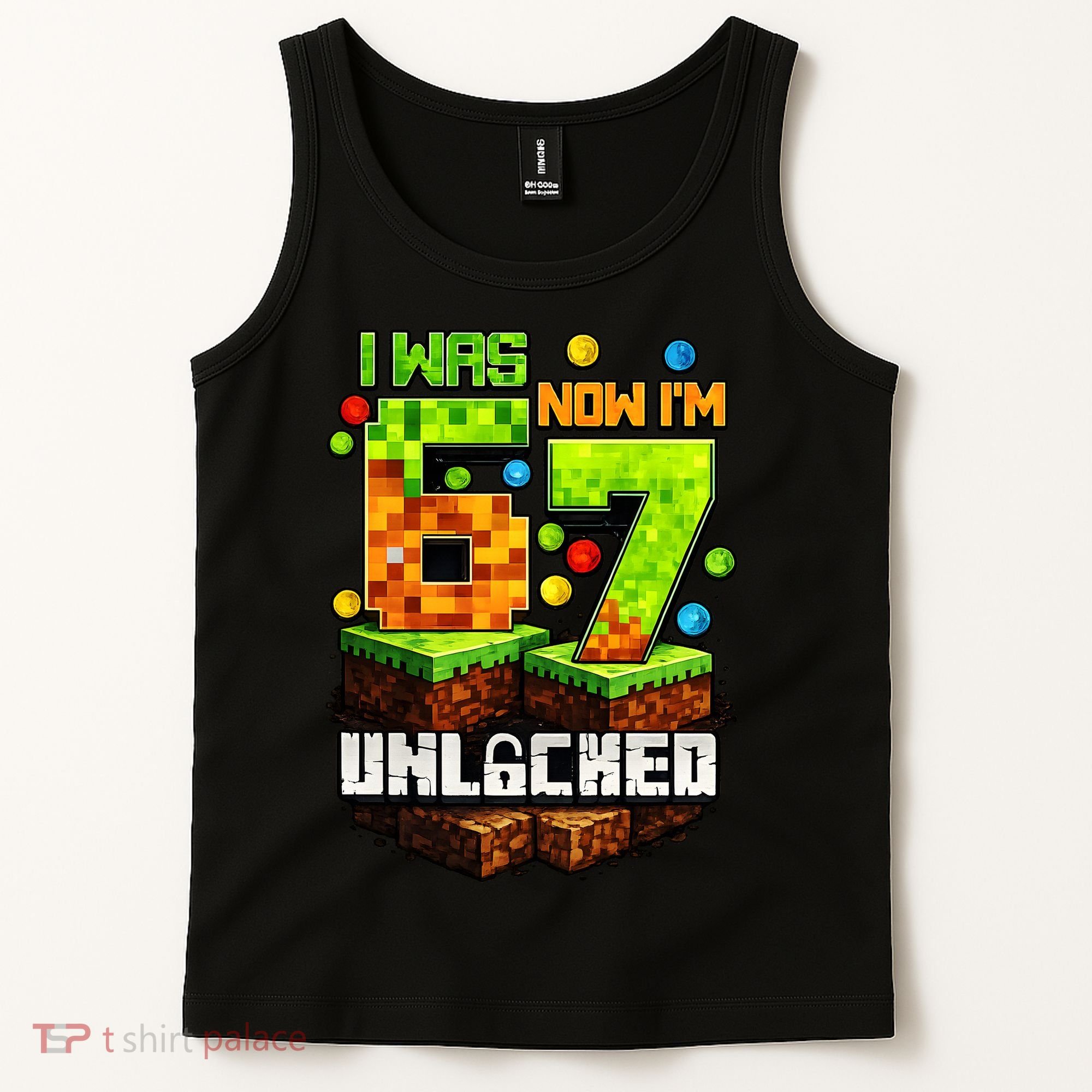 I Was 6 Now I'm 7 Pixel Game Unlocked Gamer 7th Birthday  Tank Top