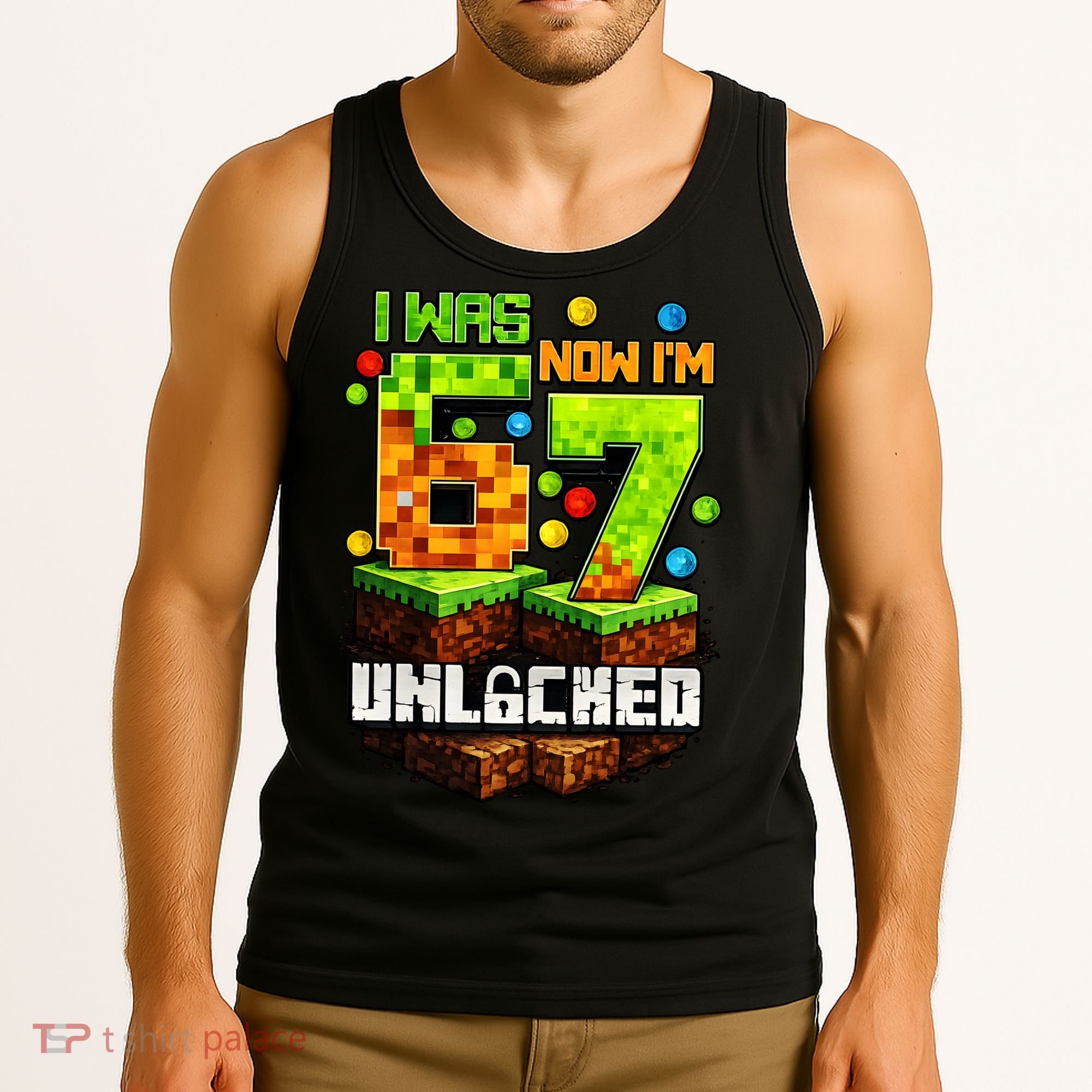 I Was 6 Now I'm 7 Pixel Game Unlocked Gamer 7th Birthday  Tank Top