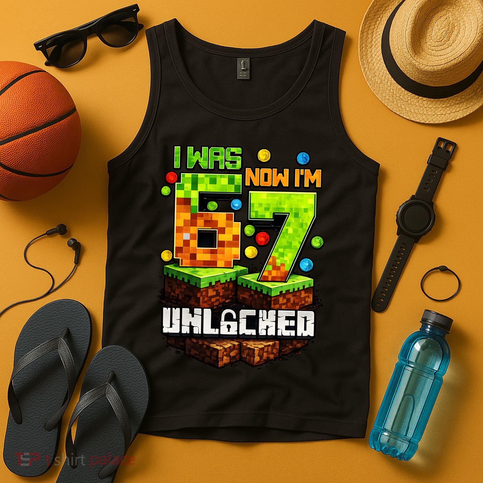 I Was 6 Now I'm 7 Pixel Game Unlocked Gamer 7th Birthday  Tank Top