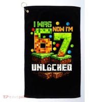 I Was 6 Now I'm 7 Pixel Game Unlocked Gamer 7th Birthday  Golf Towel thumb 0
