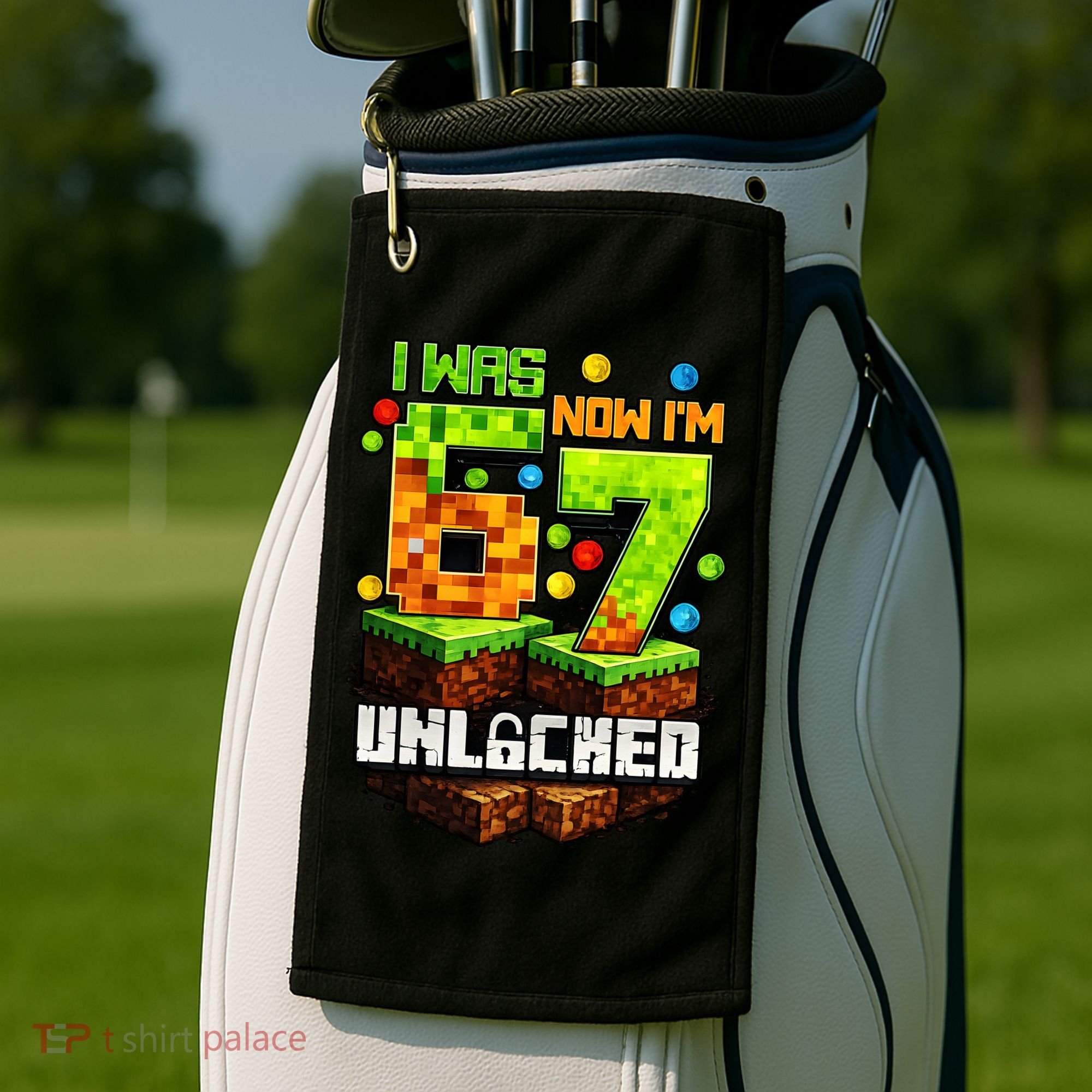 I Was 6 Now I'm 7 Pixel Game Unlocked Gamer 7th Birthday  Golf Towel