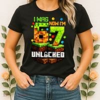 I Was 6 Now I'm 7 Pixel Game Unlocked Gamer 7th Birthday  Women's T-Shirt thumb 2