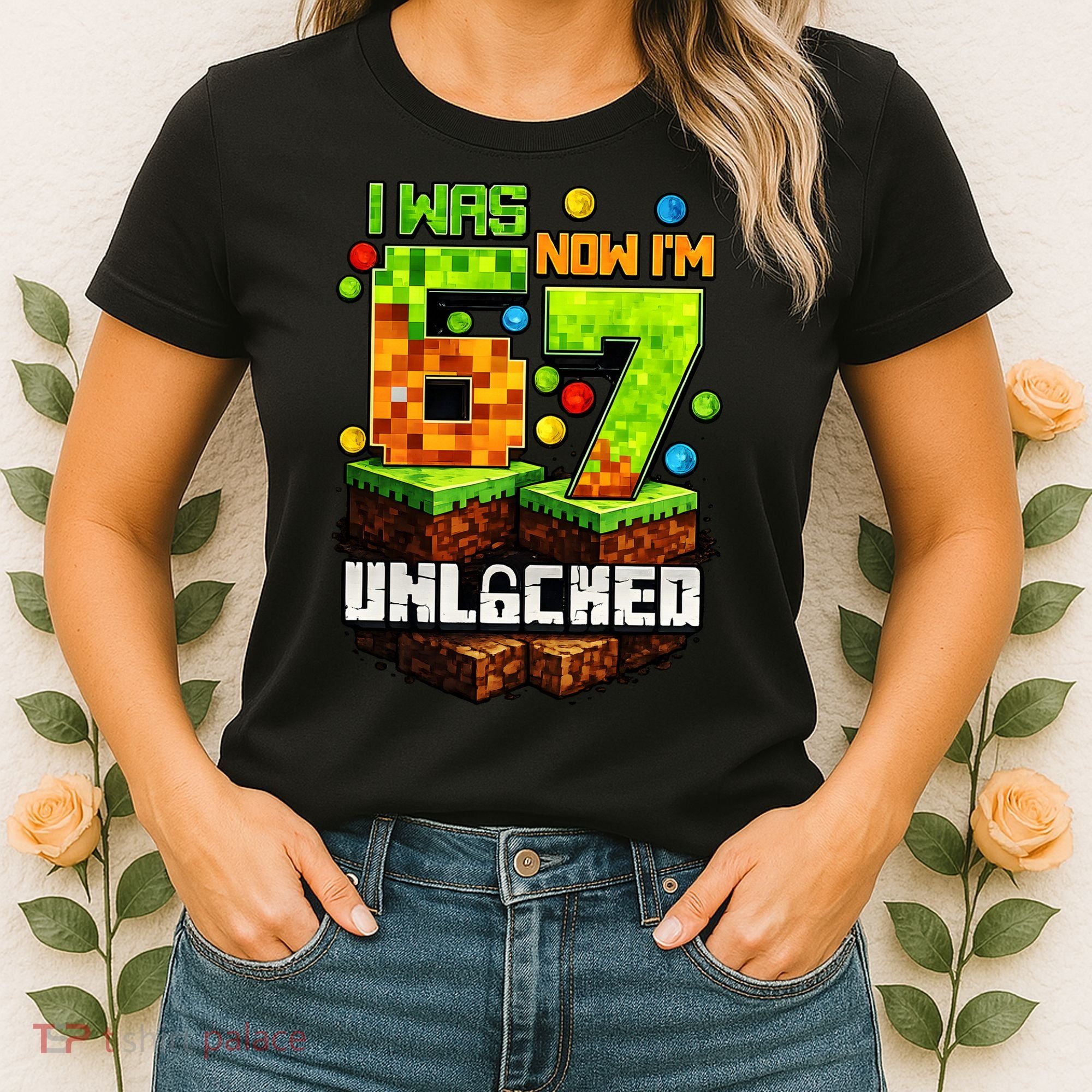 I Was 6 Now I'm 7 Pixel Game Unlocked Gamer 7th Birthday  Women's T-Shirt