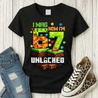 I Was 6 Now I'm 7 Pixel Game Unlocked Gamer 7th Birthday  Women's T-Shirt thumb 3