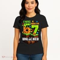 I Was 6 Now I'm 7 Pixel Game Unlocked Gamer 7th Birthday  Women's T-Shirt thumb 4