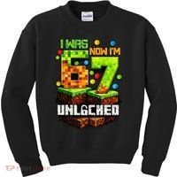 I Was 6 Now I'm 7 Pixel Game Unlocked Gamer 7th Birthday  Kids Sweatshirt thumb 0