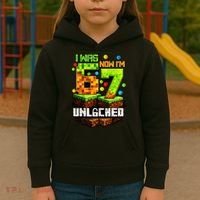 I Was 6 Now I'm 7 Pixel Game Unlocked Gamer 7th Birthday  Kids Hoodie thumb 3