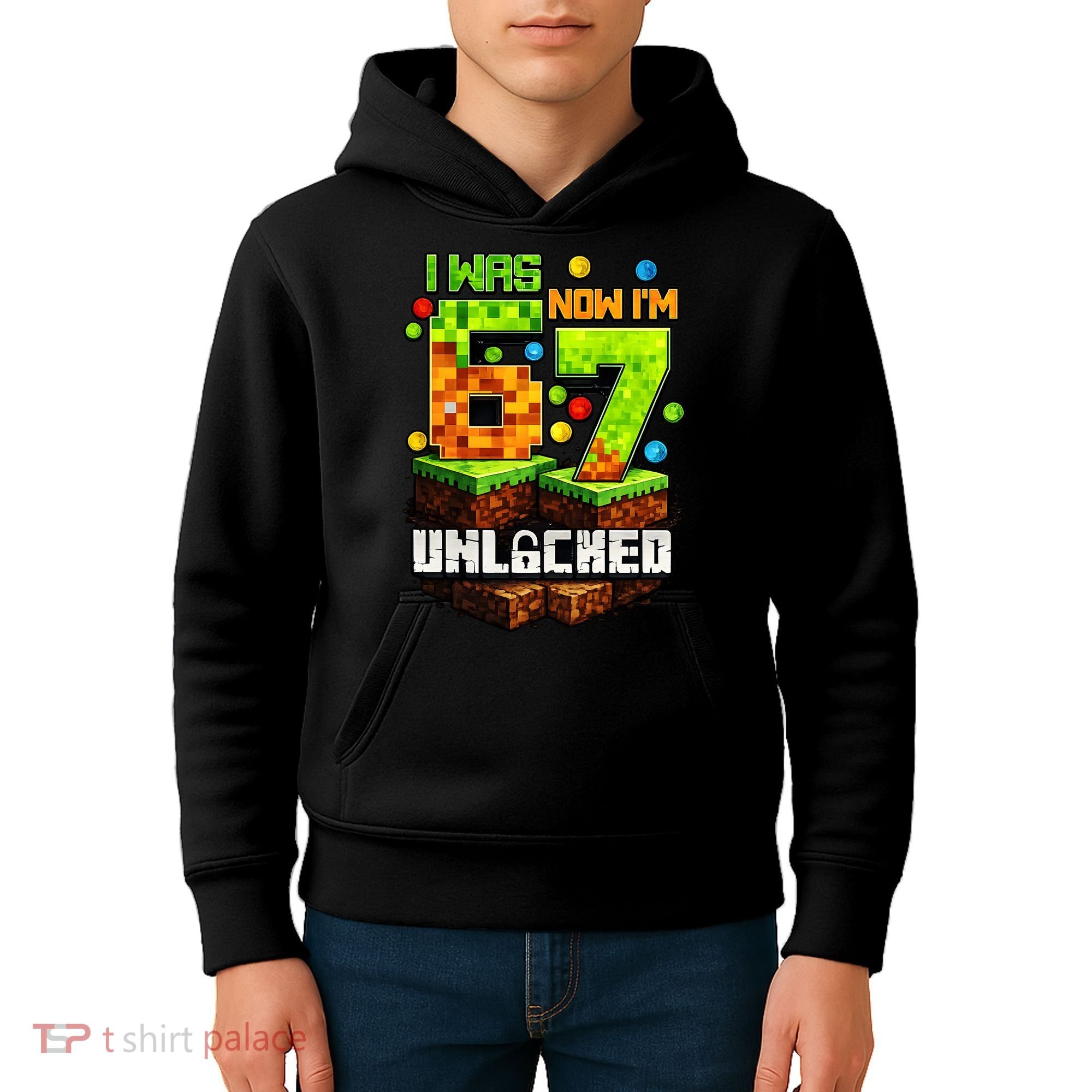 I Was 6 Now I'm 7 Pixel Game Unlocked Gamer 7th Birthday  Kids Hoodie
