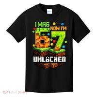I Was 6 Now I'm 7 Pixel Game Unlocked Gamer 7th Birthday  Kids T-Shirt thumb 0