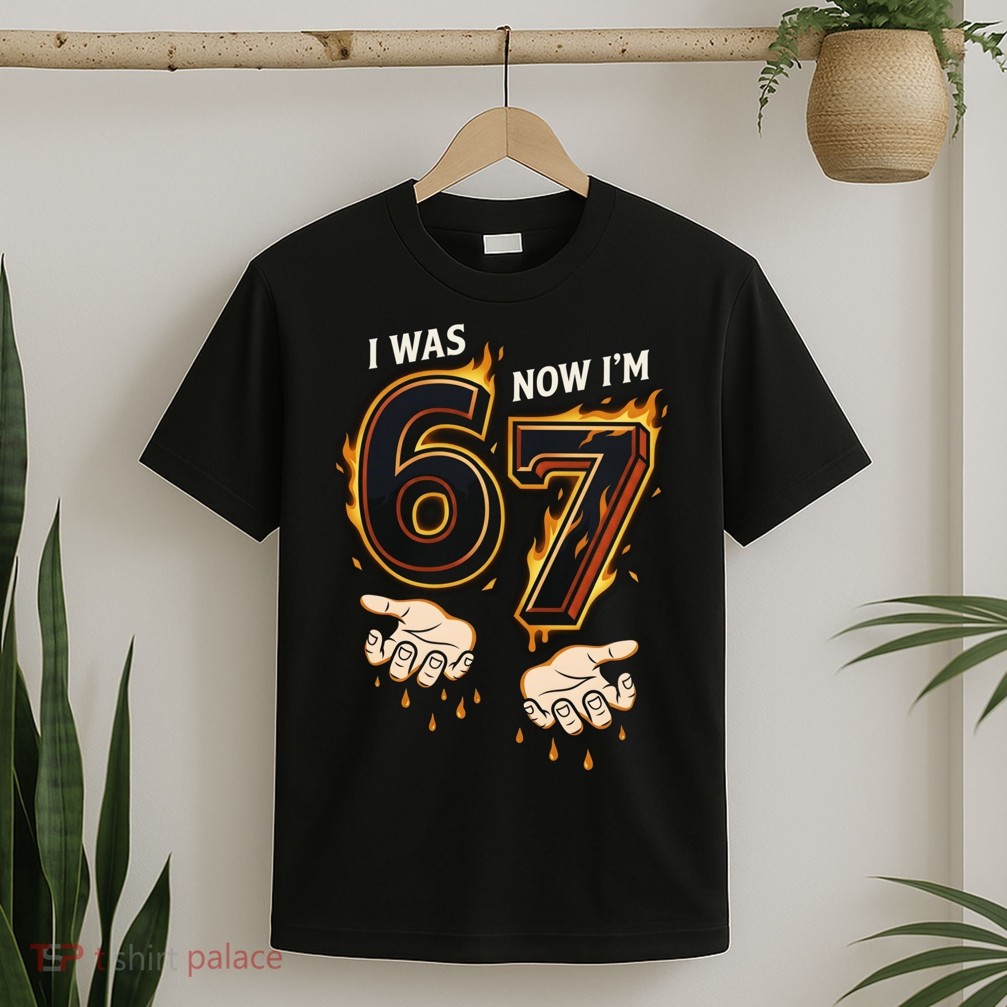 I Was 6 Now I'm 7 Meme Six Seven 67 Cartoon Hands Funny T-Shirt