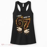 I Was 6 Now I'm 7 Meme Six Seven 67 Cartoon Hands Funny Women's Tank Top thumb 0