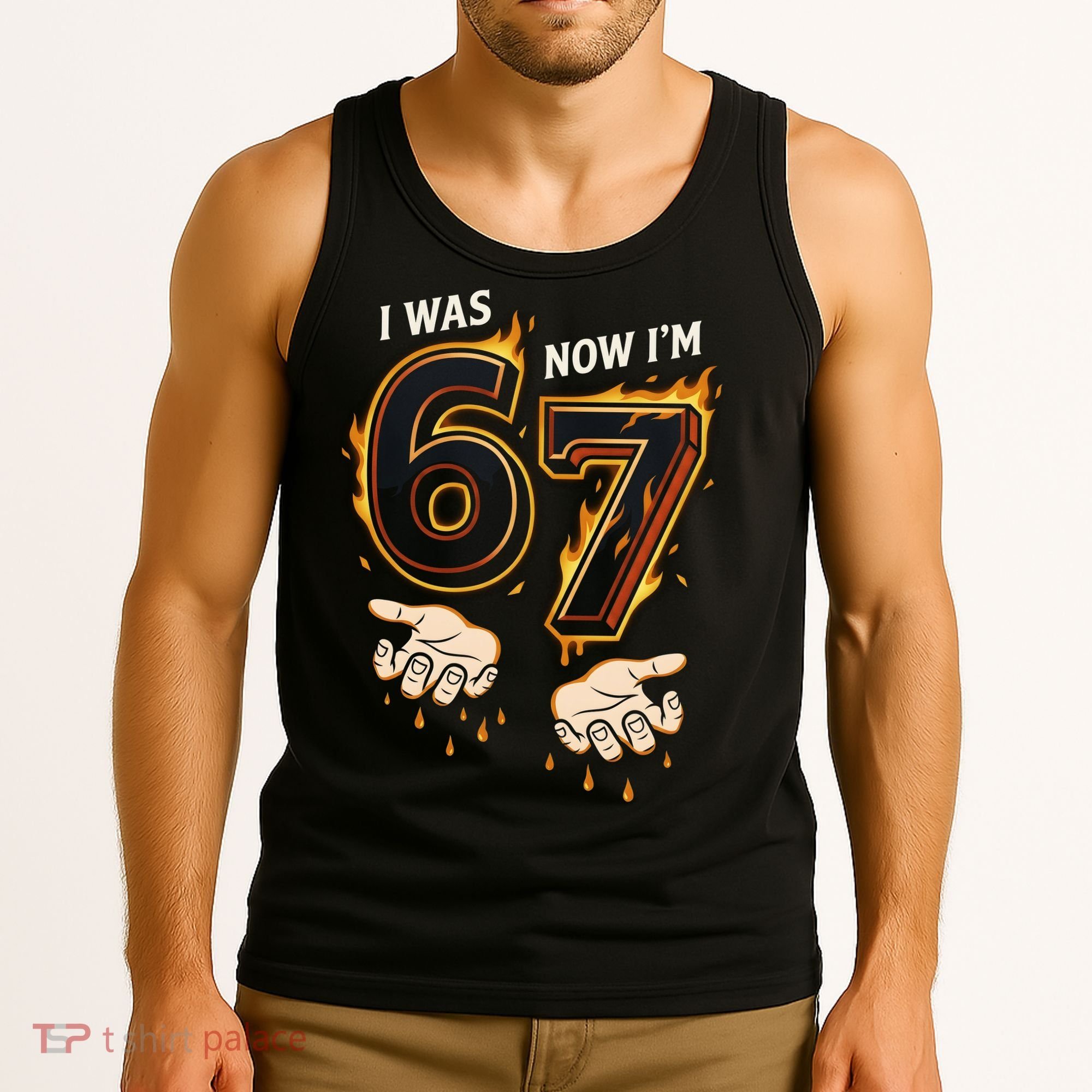 I Was 6 Now I'm 7 Meme Six Seven 67 Cartoon Hands Funny Tank Top