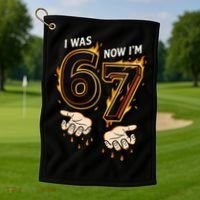 I Was 6 Now I'm 7 Meme Six Seven 67 Cartoon Hands Funny Golf Towel thumb 1