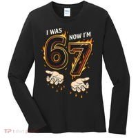 I Was 6 Now I'm 7 Meme Six Seven 67 Cartoon Hands Funny Women's Long Sleeve Shirt thumb 0