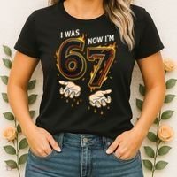 I Was 6 Now I'm 7 Meme Six Seven 67 Cartoon Hands Funny Women's T-Shirt thumb 2