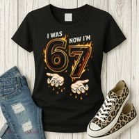 I Was 6 Now I'm 7 Meme Six Seven 67 Cartoon Hands Funny Women's T-Shirt thumb 3