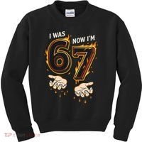 I Was 6 Now I'm 7 Meme Six Seven 67 Cartoon Hands Funny Kids Sweatshirt thumb 0
