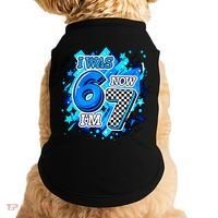 I Was 6 Now I'm 7 Birthday Blue Checkered Lightining  Doggie Tank thumb 0