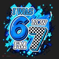 I Was 6 Now I'm 7 Birthday Blue Checkered Lightining  Hat thumb 2