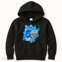 I Was 6 Now I'm 7 Birthday Blue Checkered Lightining  Kids Hoodie thumb 0