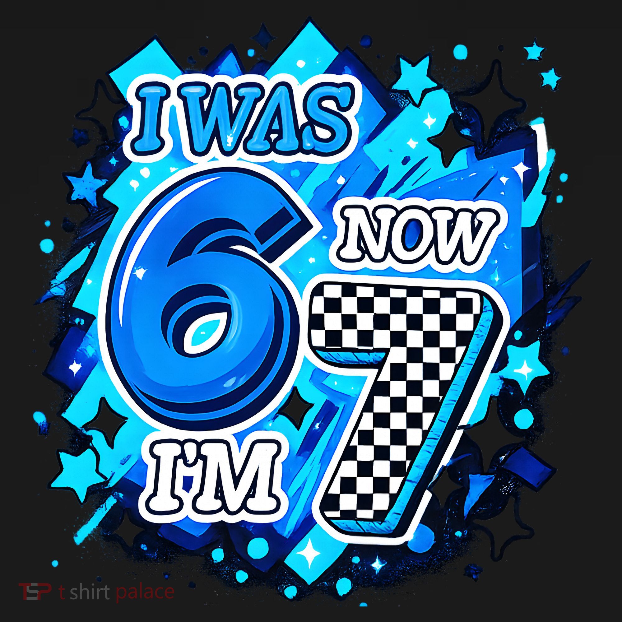 I Was 6 Now I'm 7 Birthday Blue Checkered Lightining  Kids Hoodie