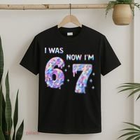 I Was 6 Now I’m 7 Birthday Ice Cream Drip 67 Meme T-Shirt thumb 2