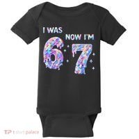 I Was 6 Now I’m 7 Birthday Ice Cream Drip 67 Meme Baby Bodysuit thumb 0