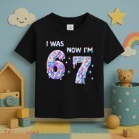 I Was 6 Now I’m 7 Birthday Ice Cream Drip 67 Meme Toddler T-Shirt thumb 3