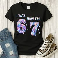 I Was 6 Now I’m 7 Birthday Ice Cream Drip 67 Meme Women's T-Shirt thumb 3