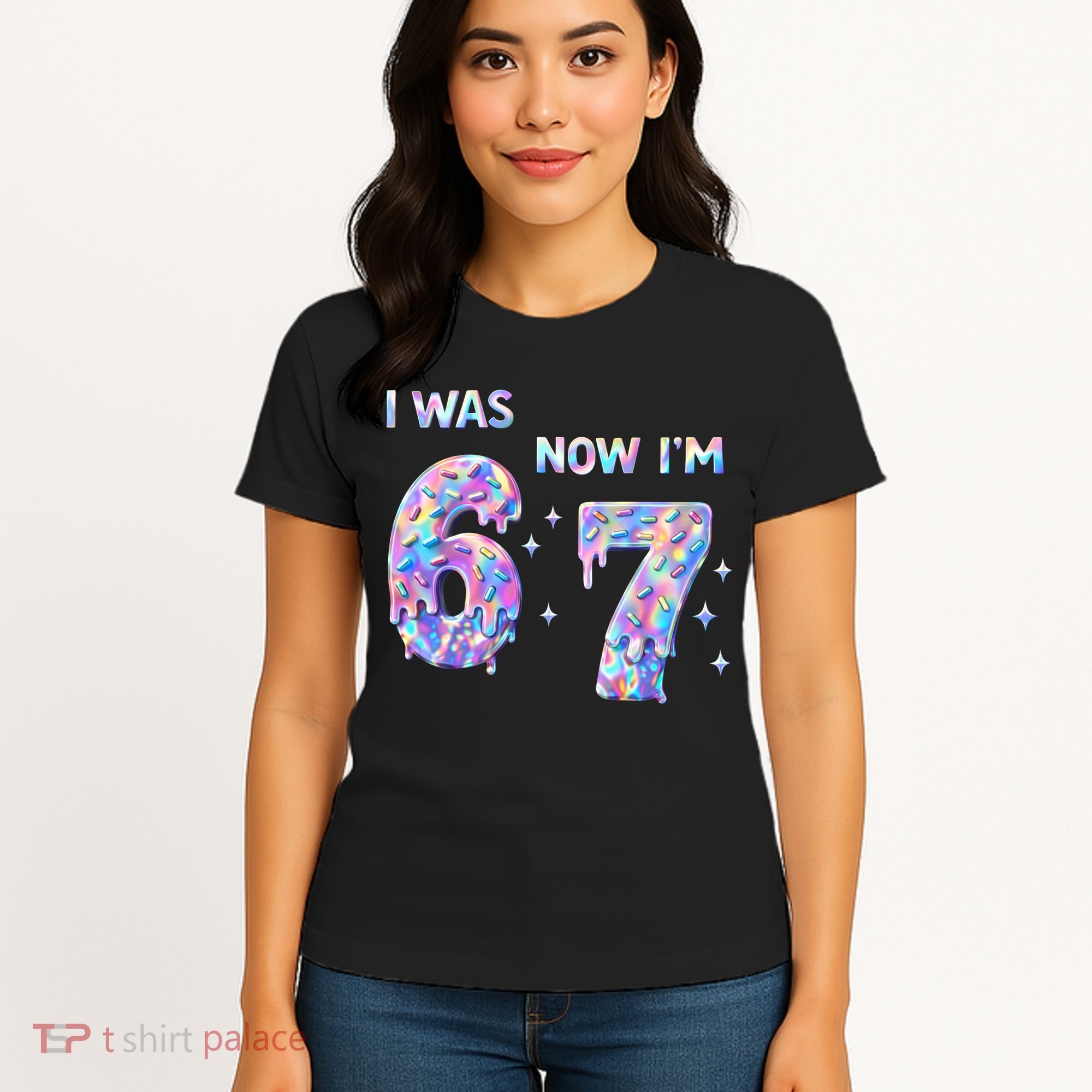 I Was 6 Now I’m 7 Birthday Ice Cream Drip 67 Meme Women's T-Shirt
