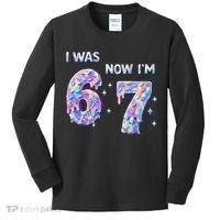 I Was 6 Now I’m 7 Birthday Ice Cream Drip 67 Meme Kids Long Sleeve Shirt thumb 0
