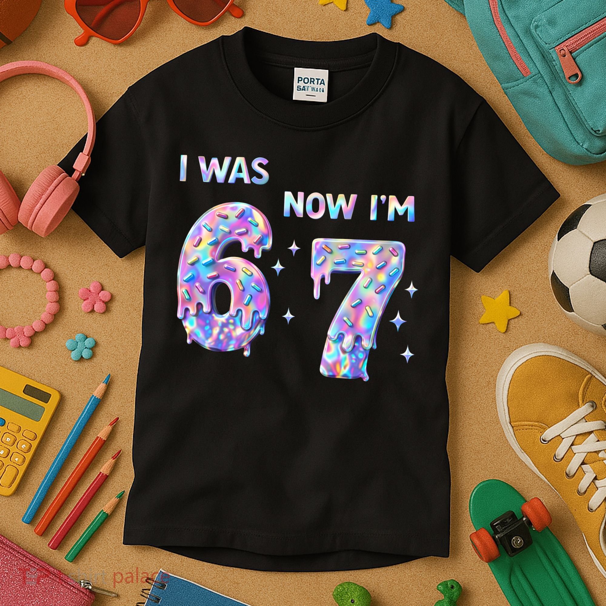 I Was 6 Now I’m 7 Birthday Ice Cream Drip 67 Meme Kids T-Shirt
