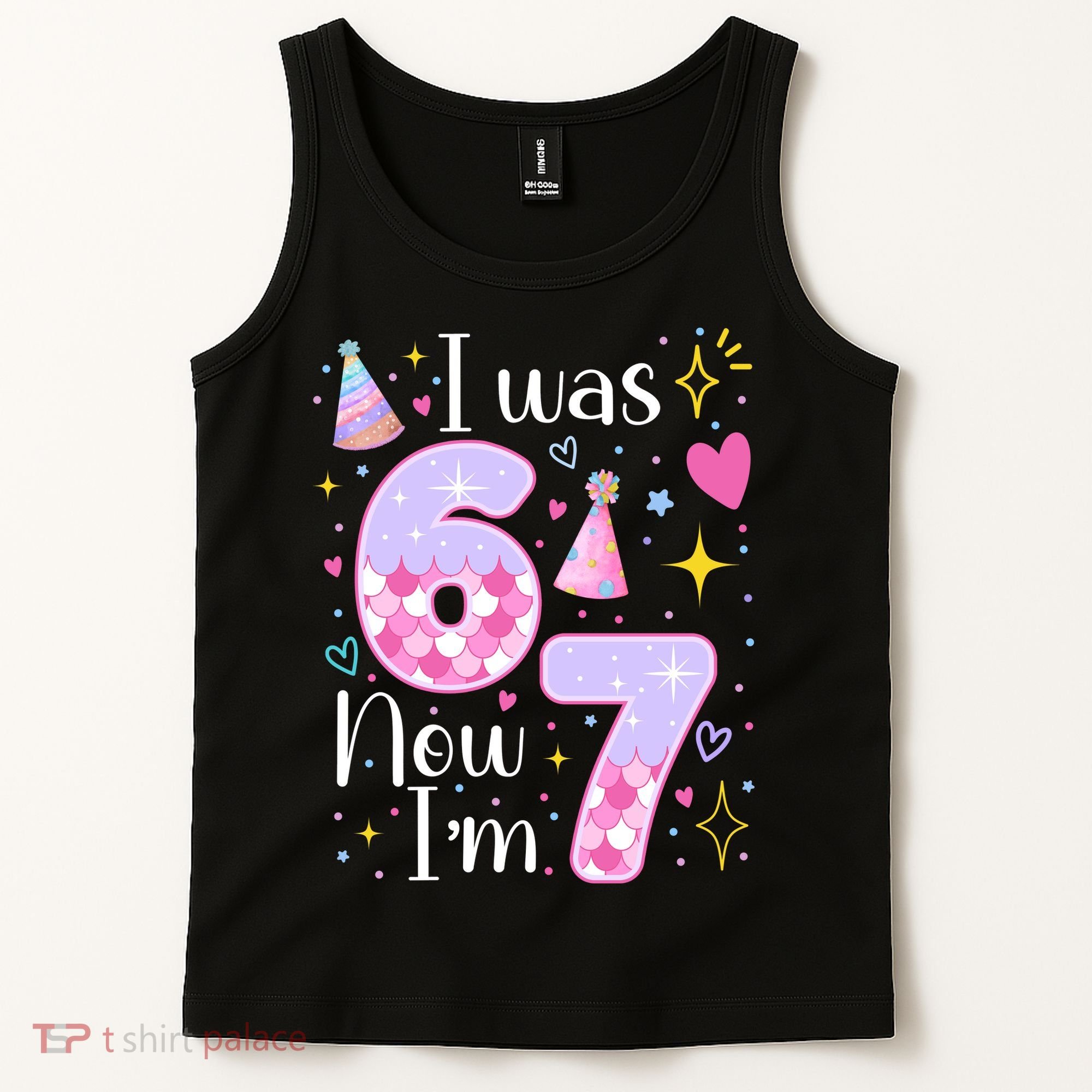 I Was 6 Now I'm 7 Birthday 6-7 Meme Funny Tank Top