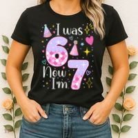 I Was 6 Now I'm 7 Birthday 6-7 Meme Funny Women's T-Shirt thumb 2