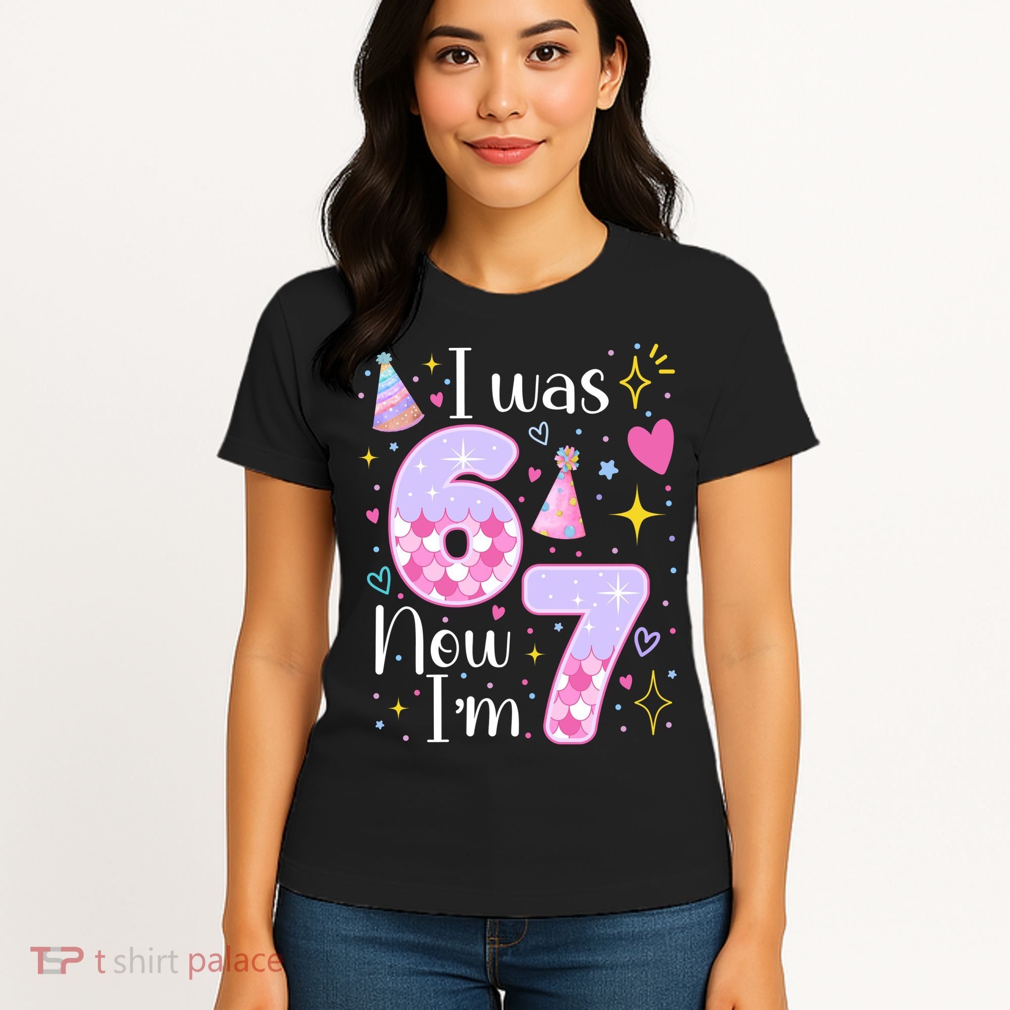 I Was 6 Now I'm 7 Birthday 6-7 Meme Funny Women's T-Shirt