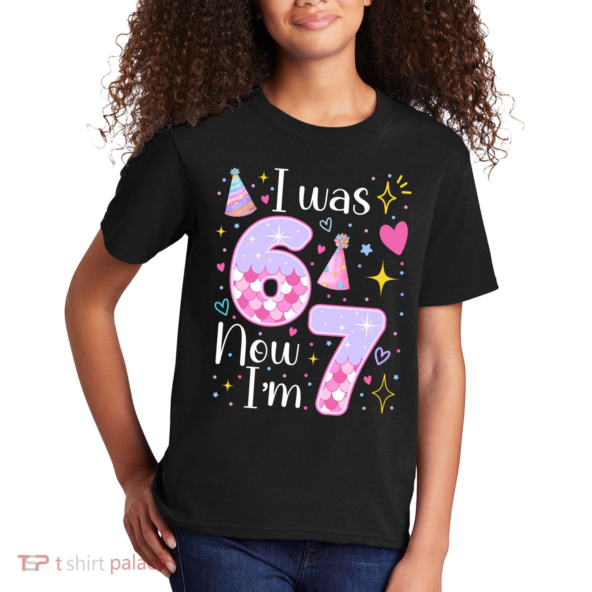 I Was 6 Now I'm 7 Birthday 6-7 Meme Funny Kids T-Shirt