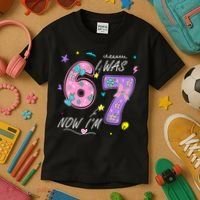 I Was 6 Now I'm 7 Birthday 6-7 Meme 67 Kids T-Shirt thumb 3