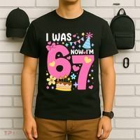 I Was 6 Now I’m 7 Cute 7th Birthday 6-7 Meme T-Shirt thumb 6