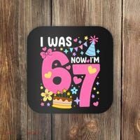 I Was 6 Now I’m 7 Cute 7th Birthday 6-7 Meme Coaster thumb 0