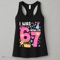 I Was 6 Now I’m 7 Cute 7th Birthday 6-7 Meme Women's Tank Top thumb 3