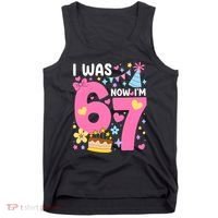 I Was 6 Now I’m 7 Cute 7th Birthday 6-7 Meme Tank Top thumb 0