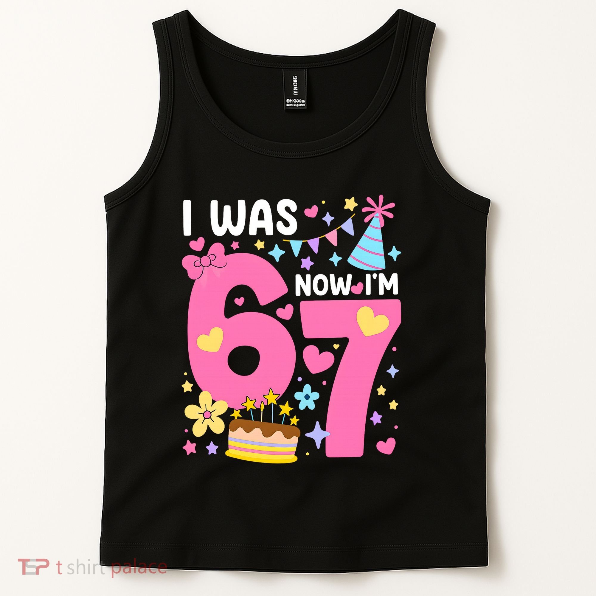I Was 6 Now I’m 7 Cute 7th Birthday 6-7 Meme Tank Top