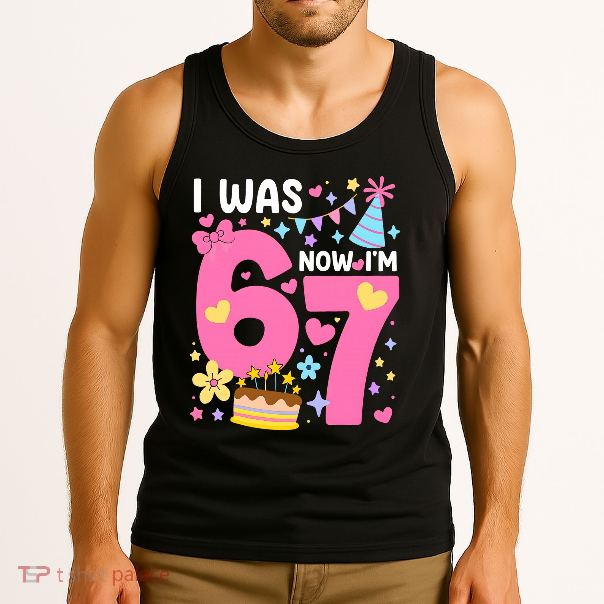 I Was 6 Now I’m 7 Cute 7th Birthday 6-7 Meme Tank Top