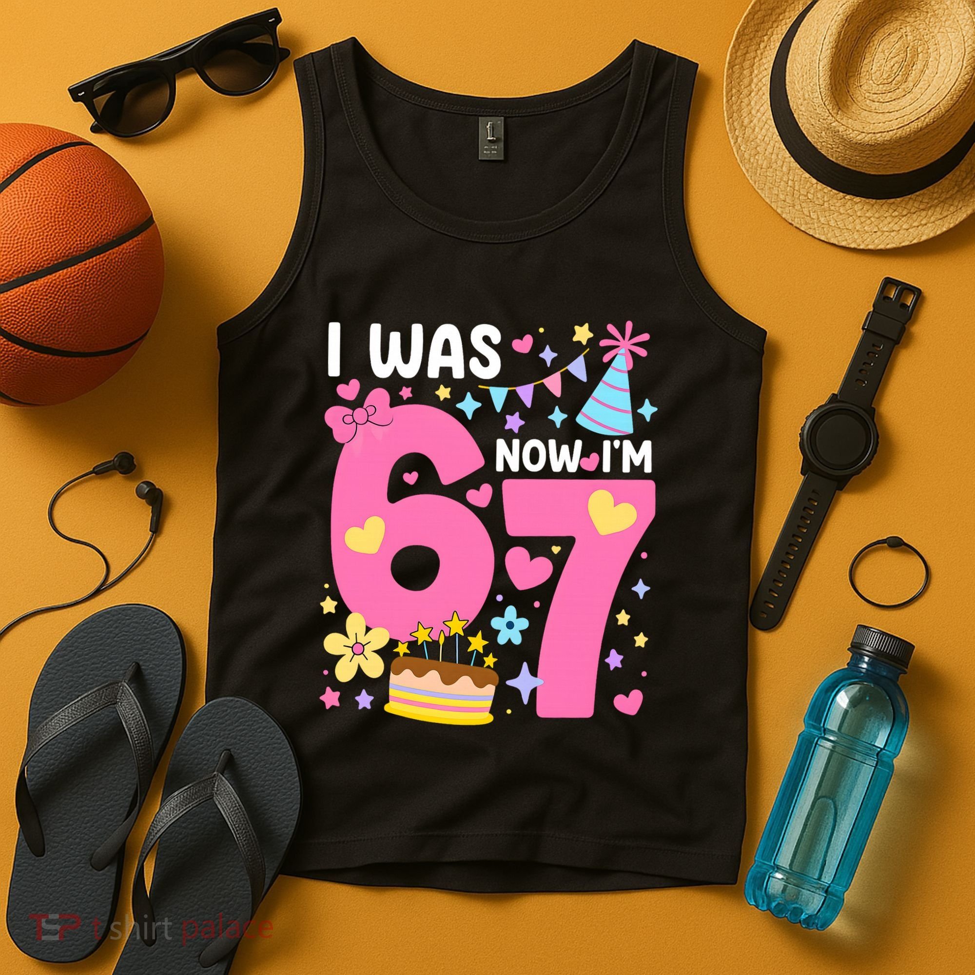 I Was 6 Now I’m 7 Cute 7th Birthday 6-7 Meme Tank Top