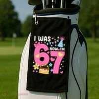 I Was 6 Now I’m 7 Cute 7th Birthday 6-7 Meme Golf Towel thumb 2